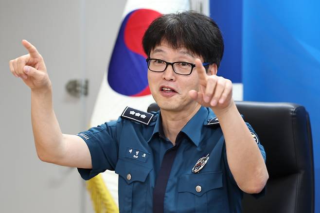 배병호 종로경찰서 경비과장이 11일 서울 종로경찰서에서 뉴스1과 인터뷰를 하고 있다. 2025.9.11/뉴스1 ⓒ News1 민경석 기자