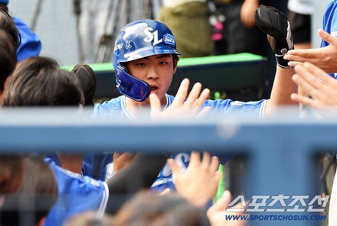 20일 잠실구장에서 열린 LG 트윈스와 삼성 라이온즈의 경기. 삼성 구자욱이 득점을 올리고 있다. 잠실=박재만 기자 pjm@sportschosun.com/2025.09.20/