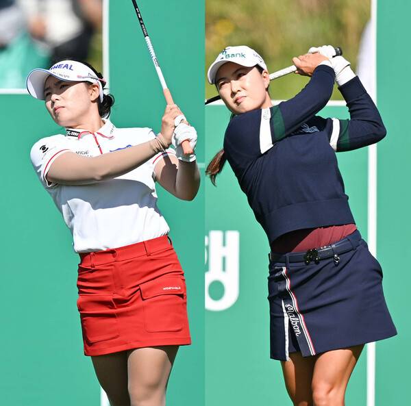 2025년 한국여자프로골프(KLPGA) 투어 하나금융그룹 챔피언십 우승 경쟁에 뛰어든 이다연과 교포 선수 이민지(호주) 프로가 연장전에 돌입했다. 사진제공=KLPGA