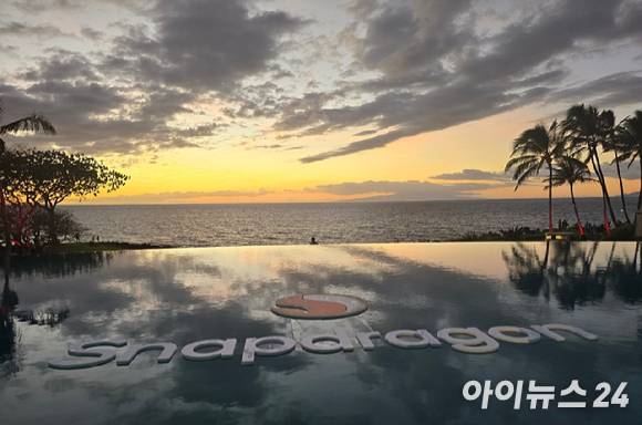 지난해 미국 하와이 마우이 와일레아 비치 리조트 메리어트에서 스냅드래곤 서밋 2024가 개최된 가운데 리조트 내 전시된 스냅드래곤 로고 이미지. [사진=안세준 기자]