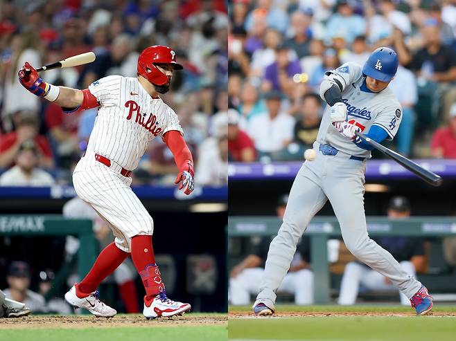 카일 슈와버(왼쪽)와 오타니 쇼헤이.  게티이미지코리아