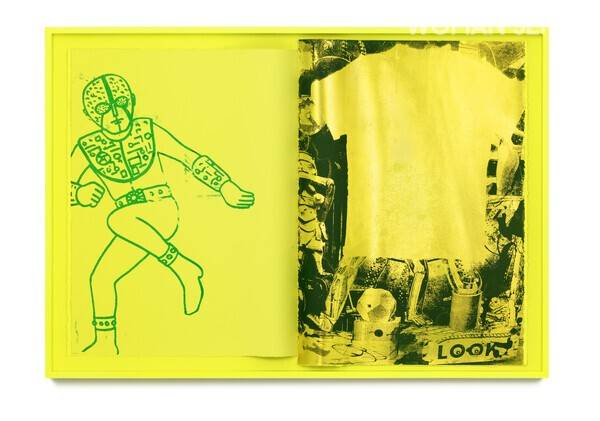 STPI Shinro Ohtake Yellow Sight 5, 2015 Screenprint on paper, bound with linen in yellow frame © Shinro Ohtake.