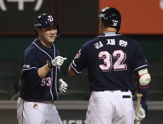 양석환과 김재환(사진=두산)