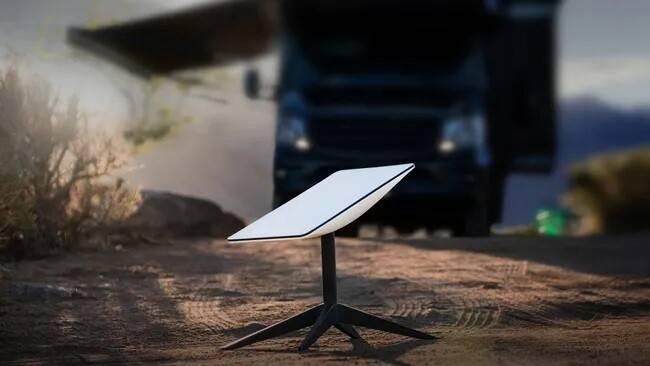 스타링크 인터넷 서비스용 접시 안테나. 위성-스마트폰 직접연결 통신에선 위성이 이 접시 안테나 역할을 대신한다. 스페이스엑스 제공