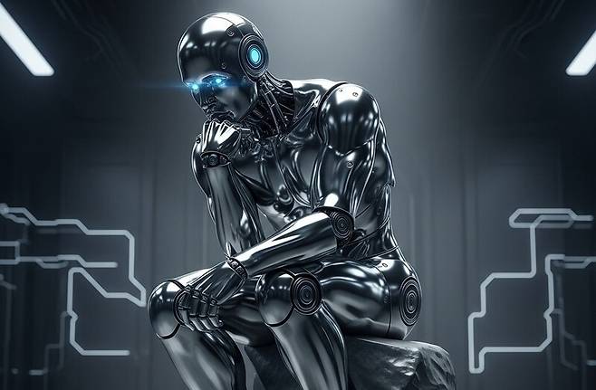 생성형 인공지능 구글 제미나이에 “인공지능 시대에 살아남으려면 지식보다 지혜가 필요하다는 메시지를 생각하는 사람의 모습으로 그려달라”고 주문해 얻은 그림.