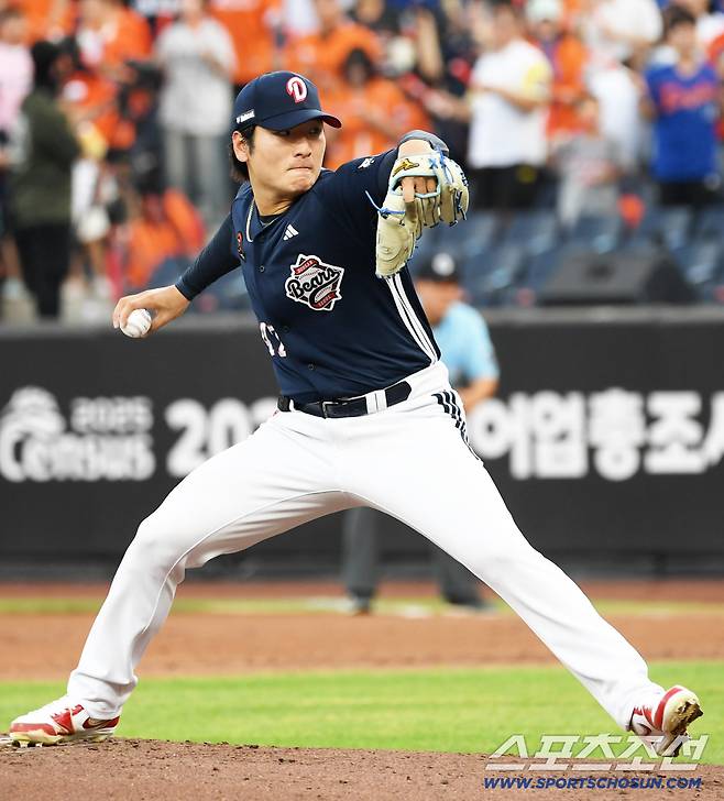 20일 대전 한화생명볼파크에서 열린 한화 이글스와 두산 베어스의 경기. 두산 곽빈이 역투하고 있다. 대전=박재만 기자 pjm@sportschosun.com/2025.08.20/