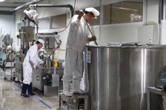 대전부르스주조 농업회사법인 직원이 대전 서구 평촌동 대전부르스주조 공장에서 막걸리를 빚고 있다. 김영태 기자