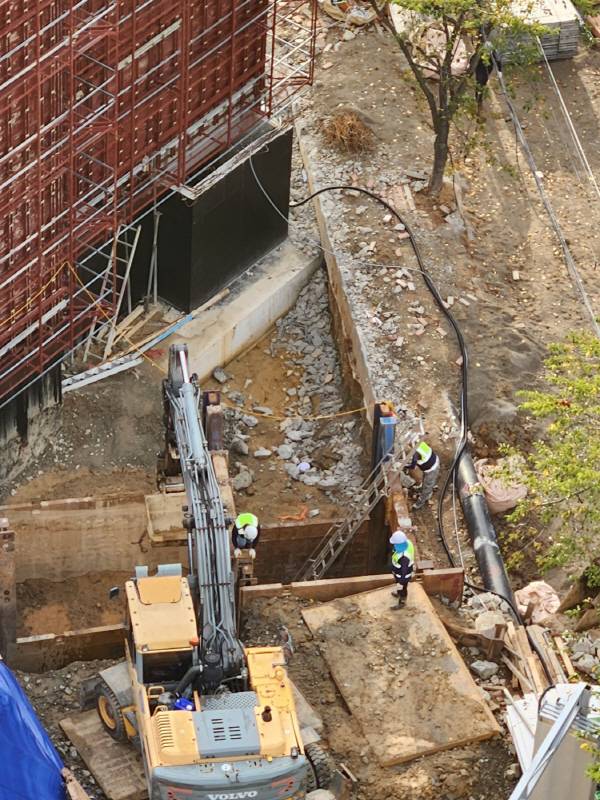 지난 15일 평산동 옥내 송전탑 공사 현장 모습.