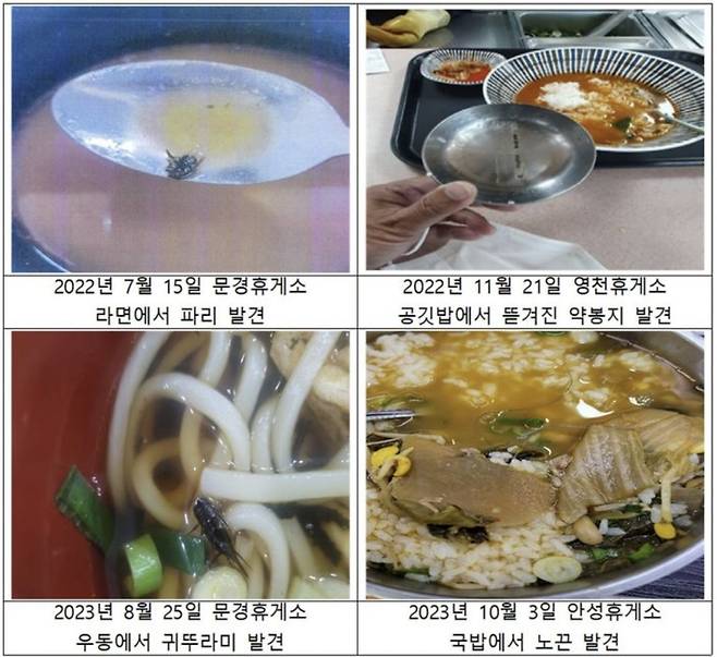 고속도로 휴게소 이물질 혼입 적발 사진. 정희용 국민의힘 의원실 제공