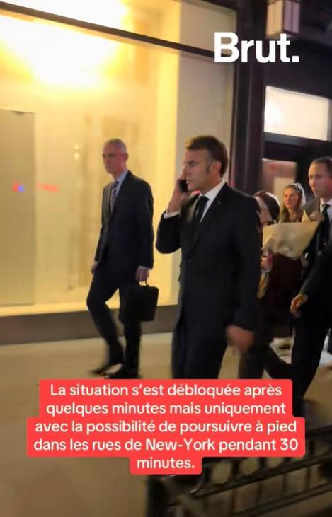 30분간 도보로 이동한 마크롱 대통령 [브뤼(Brut) 영상 캡처]