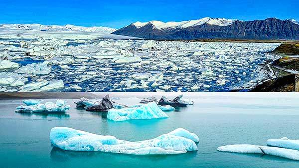 아이슬란드의 아이스. 바트나요쿨국립공원의 빙하가 무너져 흘러 내려온 유빙이 바닷가에 모여 있는 요쿨살론 호수 / 거대한 빙하에서 떨어져 나온 유빙流氷의 표류. 시퍼런 빛에서 숭고함이 느껴진다. 수천 년 나이의 유빙이 나를 본다면 막 태어난 갓난아이로 볼 것이다.