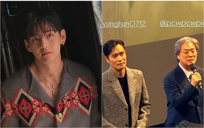 방탄소년단 뷔, 이병헌과 박찬욱 감독. 사진|뷔 인스타그램