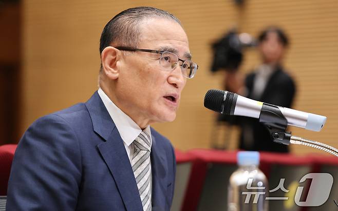 위성락 국가안보실장이 19일 서울 용산 대통령실 청사에서 열린 대통령 UN총회 순방일정 관련 기자간담회에서 발언하고 있다. 2025.9.19/뉴스1 ⓒ News1 허경 기자