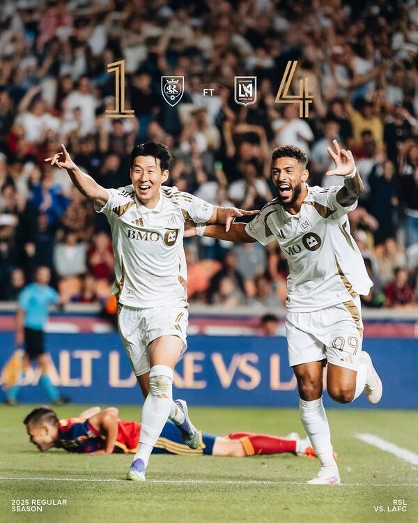 미국 메이저리그 사커(MLS) 로스엔젤레스FC(LAFC)의 손흥민과 드니 부앙가. /사진=로스엔젤레스FC(LAFC)