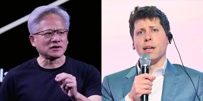 젠슨 황 엔비디아 최고경영자(왼쪽), 샘 올트먼 오픈AI 최고경영자.
