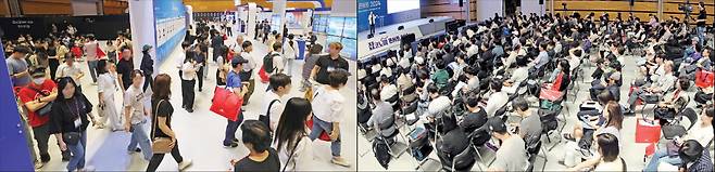 국내 최대 부동산 박람회 ‘집코노미 박람회 2025’가 오는 30일부터 이틀간 서울 삼성동 코엑스 1층 B홀에서 열린다. 올해 11회를 맞는 이번 박람회에서는 LH(한국토지주택공사), 서울주택도시개발공사(SH), 경기주택도시공사(GH), 코레일 등 공공기관은 물론 대형 건설사와 시행사, 분양 마케팅업체 등 80여 개 기업이 약 200개 부스를 마련해 주요 정책과 개발 프로젝트, 분양 단지를 소개한다. 부대 행사 ‘집코노미 콘서트’에서는 내로라하는 부동산 전문가가 시장 전망과 재테크 노하우에 관해 강연한다. 작년 집코노미 박람회 행사 모습.  한경DB