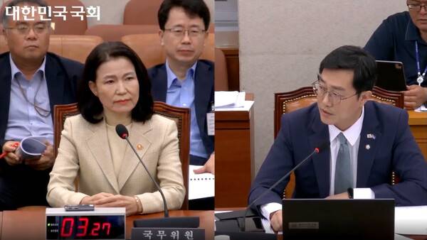 ▲이진숙 위원장이 24일 국회 법사위 전체회의에 출석해 장경태 의원의 발언을 듣고 있다. ⓒ국회방송