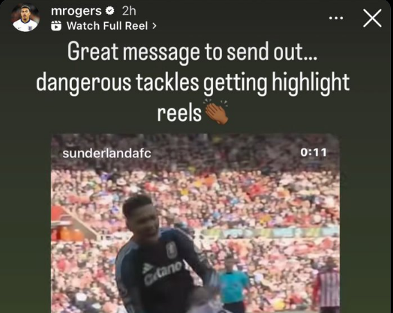 트라이 흄이 모건 로저스에게 거친 태클을 했다./모건 로저스 SNS