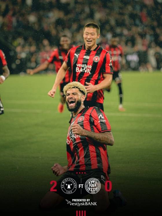 미트윌란의 21일 오전 1시(한국시간) 덴마크 헤르닝 MCH 아레나에서 열린 2025~2026시즌 덴마크 수페르리가 9라운드 홈 경기 결과. /사진=미트윌란 공식 사회관계망서비스(SNS)