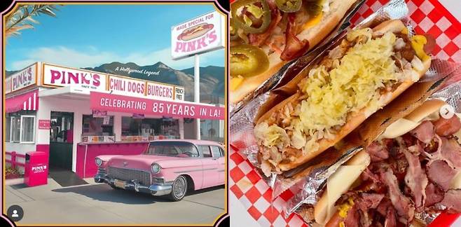 핑크 핫도그 외관과 일부 메뉴. 사진=핑크 핫도그 공식 인스타그램