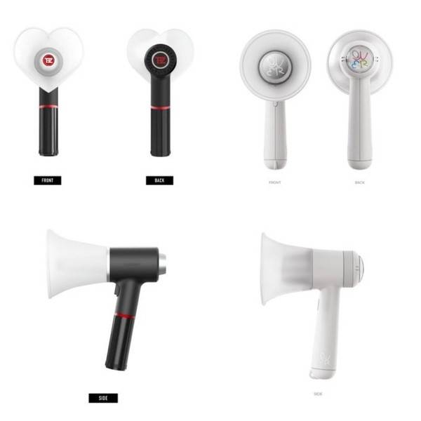 더보이즈의 응원봉(왼쪽)과 QWER의 응원봉.