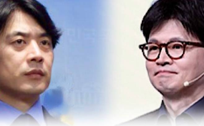 한동훈 전 국민의힘 대표(오른쪽), 한준호 더불어민주당 최고위원.