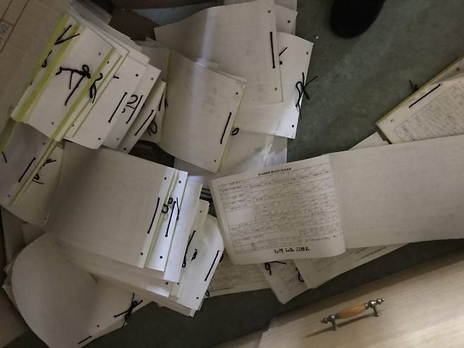 형제복지원 대책위가 형제복지원 후신인 느헤미야 재단이 운영하던 ‘실로암의 집’을 방문해 찾은 형제복지원 관련 기록.