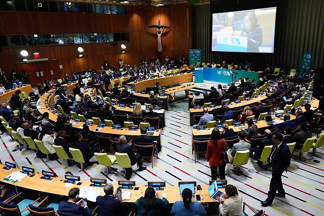 24일(현지시간) 미국 뉴욕 유엔 본부에서 유엔 기후 정상회의가 열리고 있다. AP연합뉴스