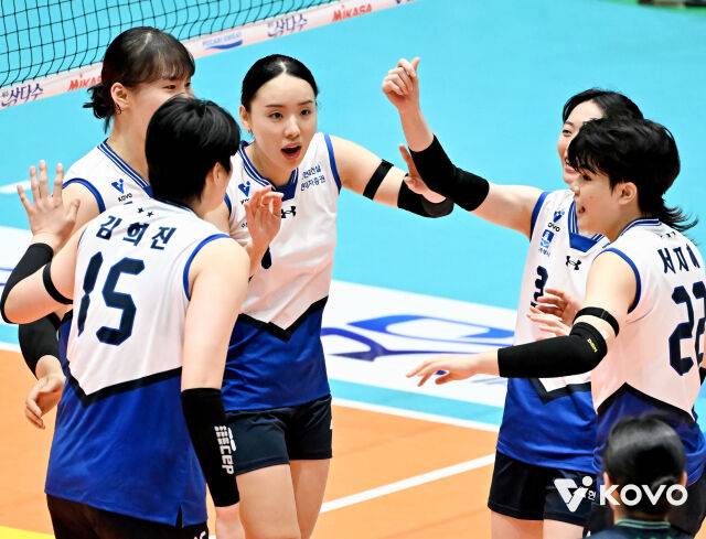 승리를 거둔 현대건설./KOVO