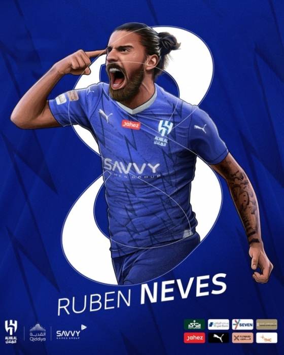 알 힐랄 유니폼을 입은 후벵 네베스. /사진=알 힐랄 SNS