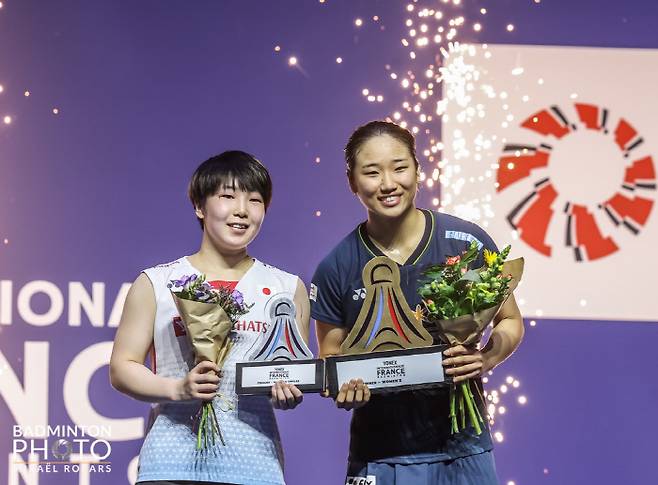프랑스오픈에서 우승한 안세영과 준우승 야마구치 아카네. 사진제공=대한배드민턴협회