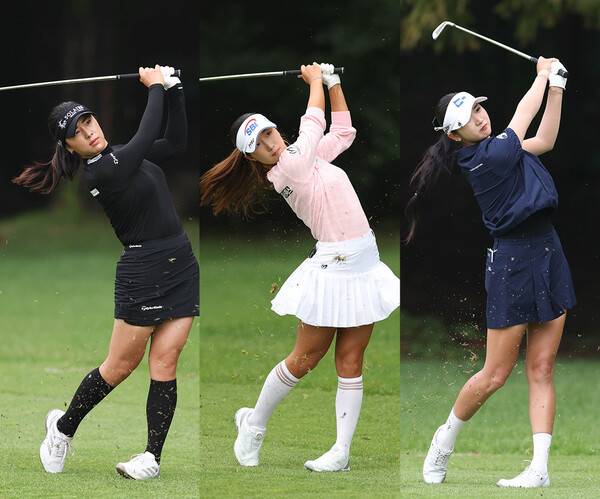 2025년 한국여자프로골프(KLPGA) 투어 메이저 대회 제25회 하이트진로 챔피언십에 출전한 윤이나, 이동은, 박혜준 프로가 1라운드에서 경기하는 모습이다. 사진제공=KLPGA (사진을 무단으로 사용하지 마십시오.)