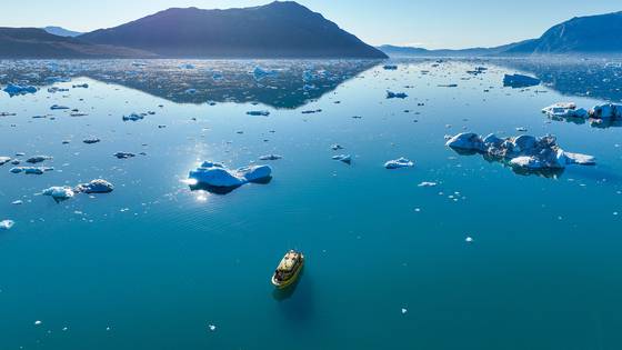 12일 촬영한 그린란드 누크 인근의 유빙. 우상조 기자