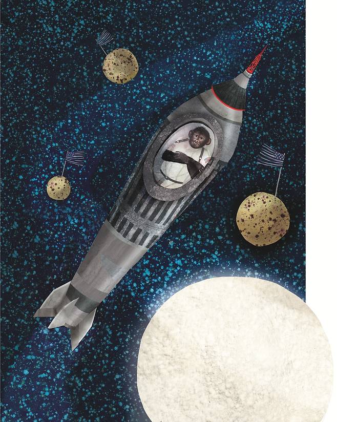 1961년 16분간 우주 비행을 한 실험체 65번 침팬지. 무사 생환한 뒤 '햄'이라는 이름으로 불렸다. /원더박스