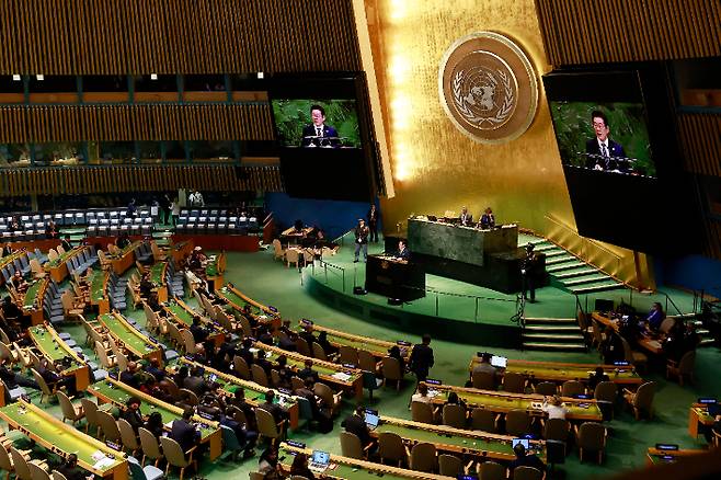 이재명 대통령, 유엔 총회 기조연설. 연합뉴스