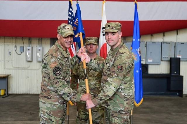 29일 전북 군산 미 공군기지에서 리퍼 무인공격기를 모체로 한 제431원정정찰대대 창설식이 열리고 있다. 주한미군 제공