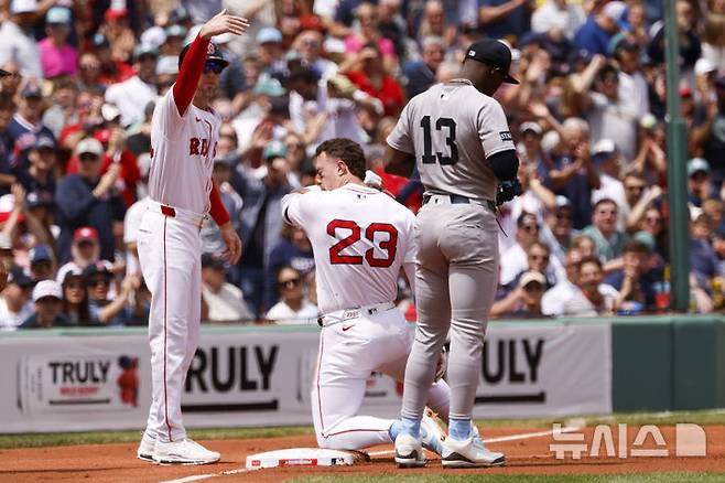 [보스턴=AP/뉴시스] 메이저리그(MLB) 뉴욕 양키스와 보스턴 레드삭스의 정규시즌 경기 장면. 2025.06.16