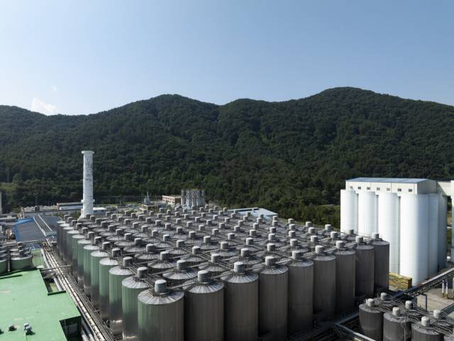 하이트진로 강원공장에 있는 108개 저장탱크. 이 곳에서 맥주를 최소 20일 이상 발효 및 저장한다. 사진 제공=하이트진로