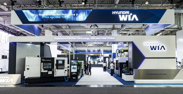 독일 하노버 'EMO 전시회'에 설치한 위아공작기계 전시 부스. 위아공작기계는 이번 전시회에서 역대 최대 성과를 거뒀다. /위아공작기계
