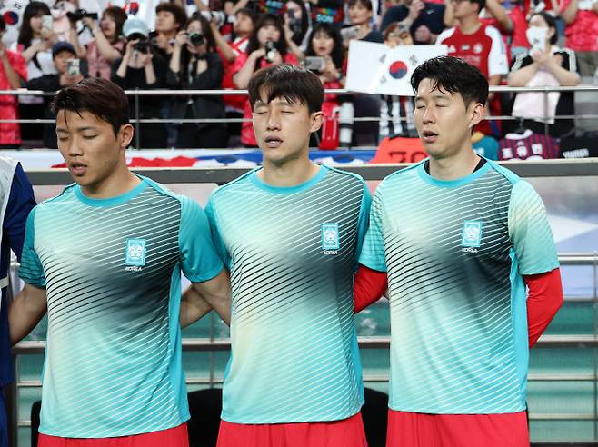 (왼쪽부터)황희찬, 이재성, 손흥민. 사진=연합뉴스