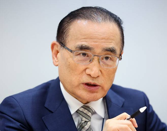 위성락 국가안보실장이 29일 용산 대통령실에서 진행된 출입 통신사 기자들과 인터뷰하고 있다.(사진=연합뉴스)