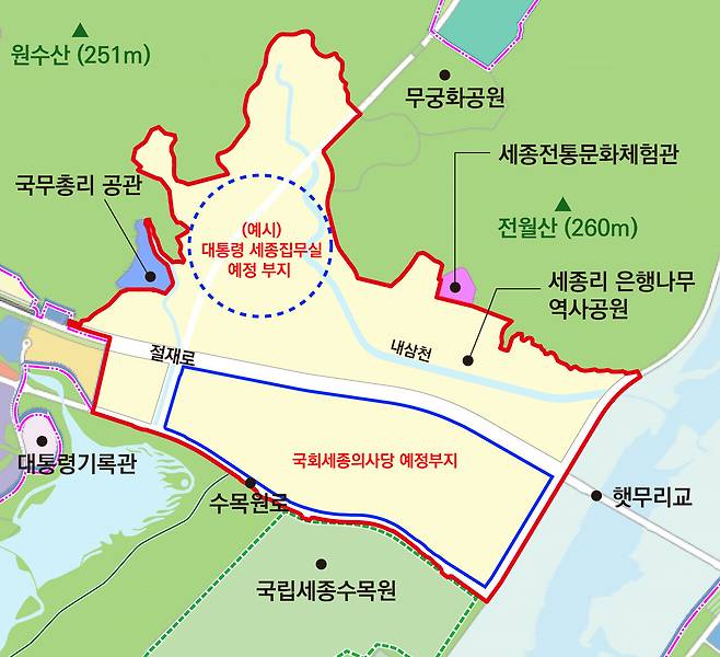 국가상징구역 위치도. 행복청 제공