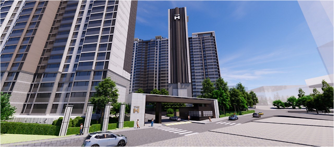 삼성힐스테이트 2단지의 ‘리뉴얼’ 사업 후 단지 외관 투시도. 현대건설