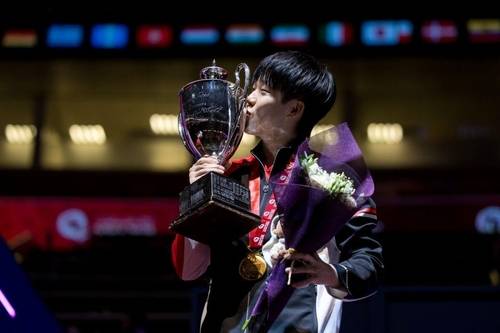 WTT 마카오 챔피언스 우승을 차지한 왕추친 [ITTF 홈피 제공. 재판매 및 DB 금지]