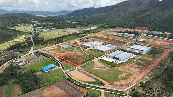 해남군 삼산면 평활리에 조성 중인 농업연구단지 전경.