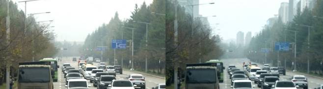 NVS 기술로 작품 속 배경 합성 전(좌)과 후(우)