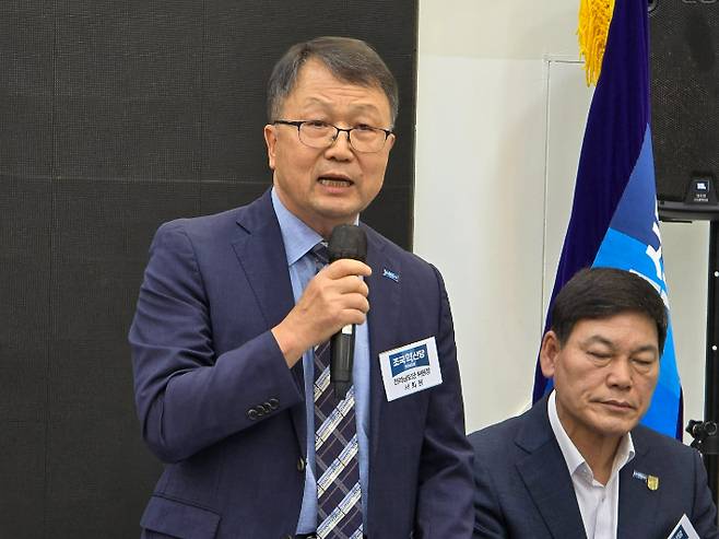 서희원 전남도당 위원장이 발언하고 있다. 고영호 기자