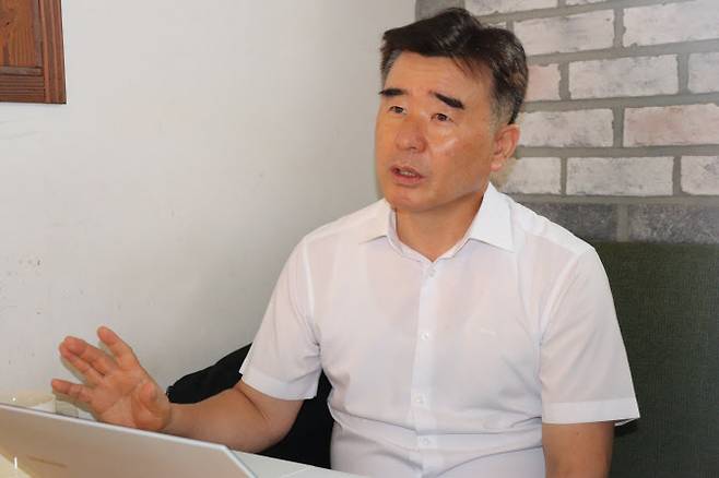 이기복 한국원자력학회장이 이데일리와 인터뷰하고 있다.(사진=김형욱 기자)