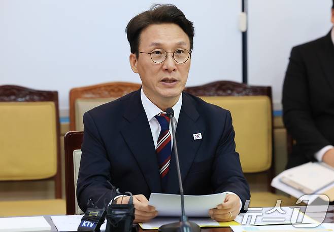 김민석 국무총리가 1일 서울 종로구 정부서울청사에서 열린 제1차 국가기간 전력망 확충위원회에서 모두발언을 하고 있다. 2025.10.1/뉴스1 ⓒ News1 임세영 기자