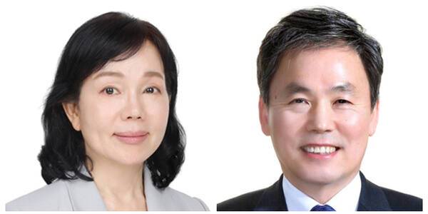 송경희 개인정보보호위원장(왼쪽), 김현권 고준위 방사성폐기물 관리위원회 위원장 연합뉴스